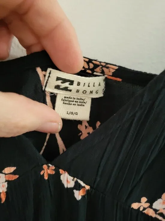 Billabong Sunbeams Floral Maxi Dress - Size Large - Black/Peach Bloom - Picture 8 of 8